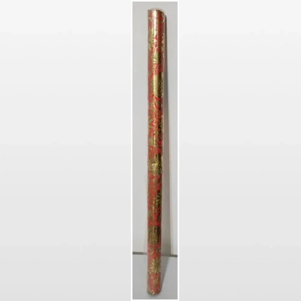 New Vintage Hallmark Wrapping Paper Orange Yellow Gold Foil NWT